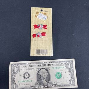 Wrights Sew On patch Two Red Bows